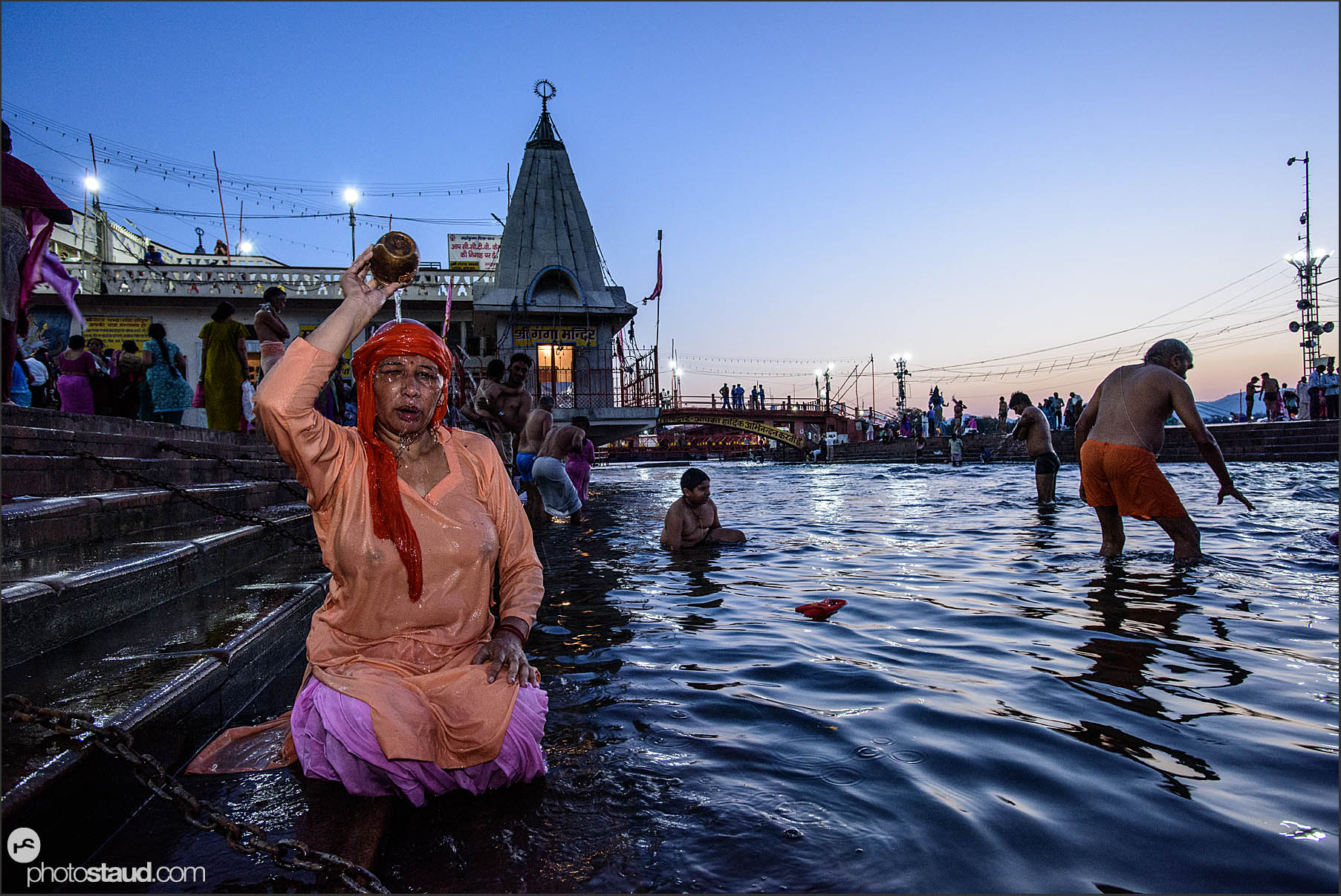 Early morning bath in the Ganga river, Kumbh Mela in Haridwar, India